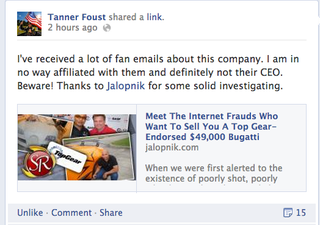 Illustration for article titled Meet The Internet Frauds Who Want To Sell You A Top Gear-Endorsed $49,000 Bugatti